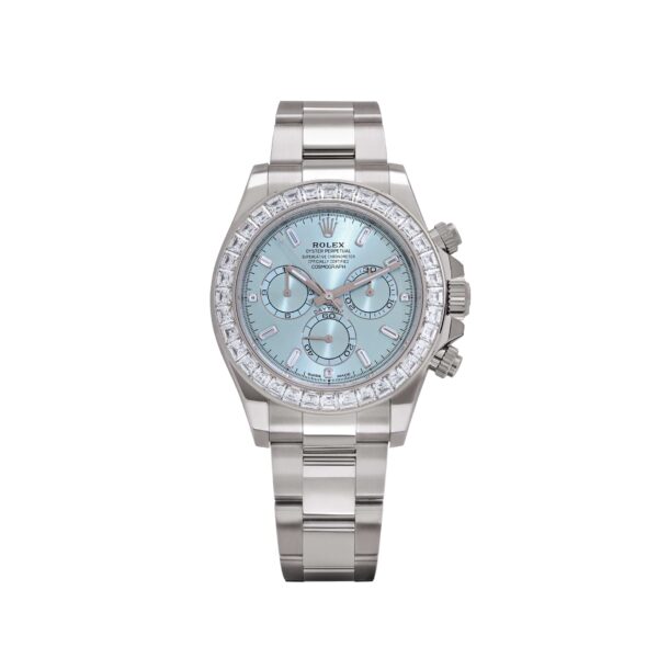 Rolex Daytona 126576TBR Platinum Ice Blue Diamond Dial Diamond Bezel