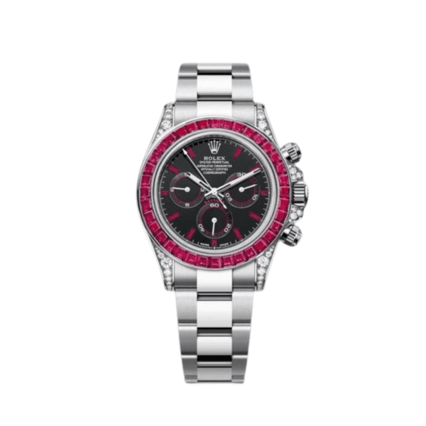 Rolex Daytona 126599TRU White Gold Diamond Black Dial Ruby Bezel