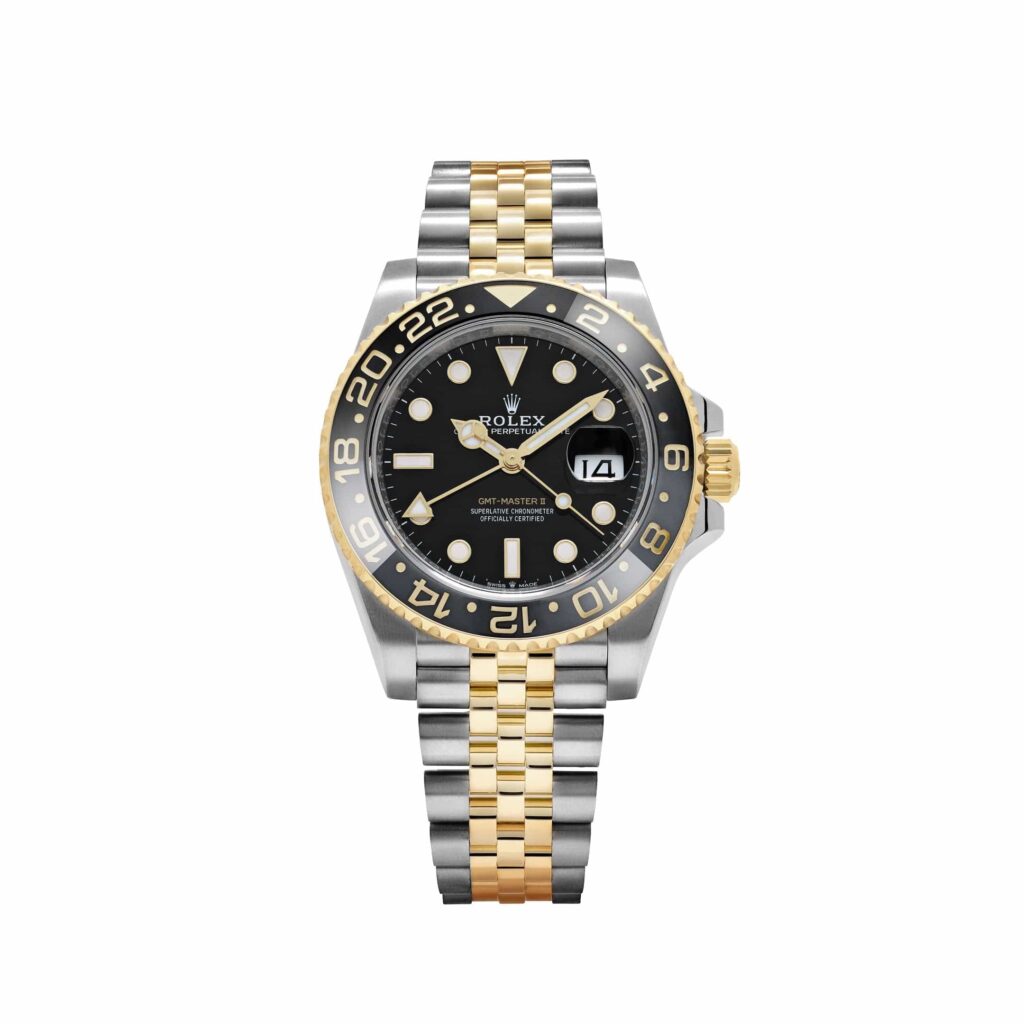 Rolex GMT-Master II 126713GRNR Stainless Steel Yellow Gold Black Dial Jubilee