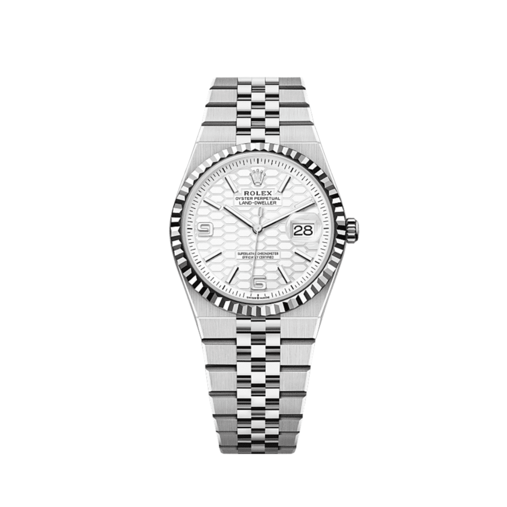 Rolex Land-Dweller 127234 Stainless Steel White Gold Intense White Dial
