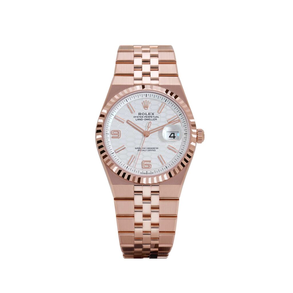 Rolex Land-Dweller 127235 Rose Gold Intense White Dial