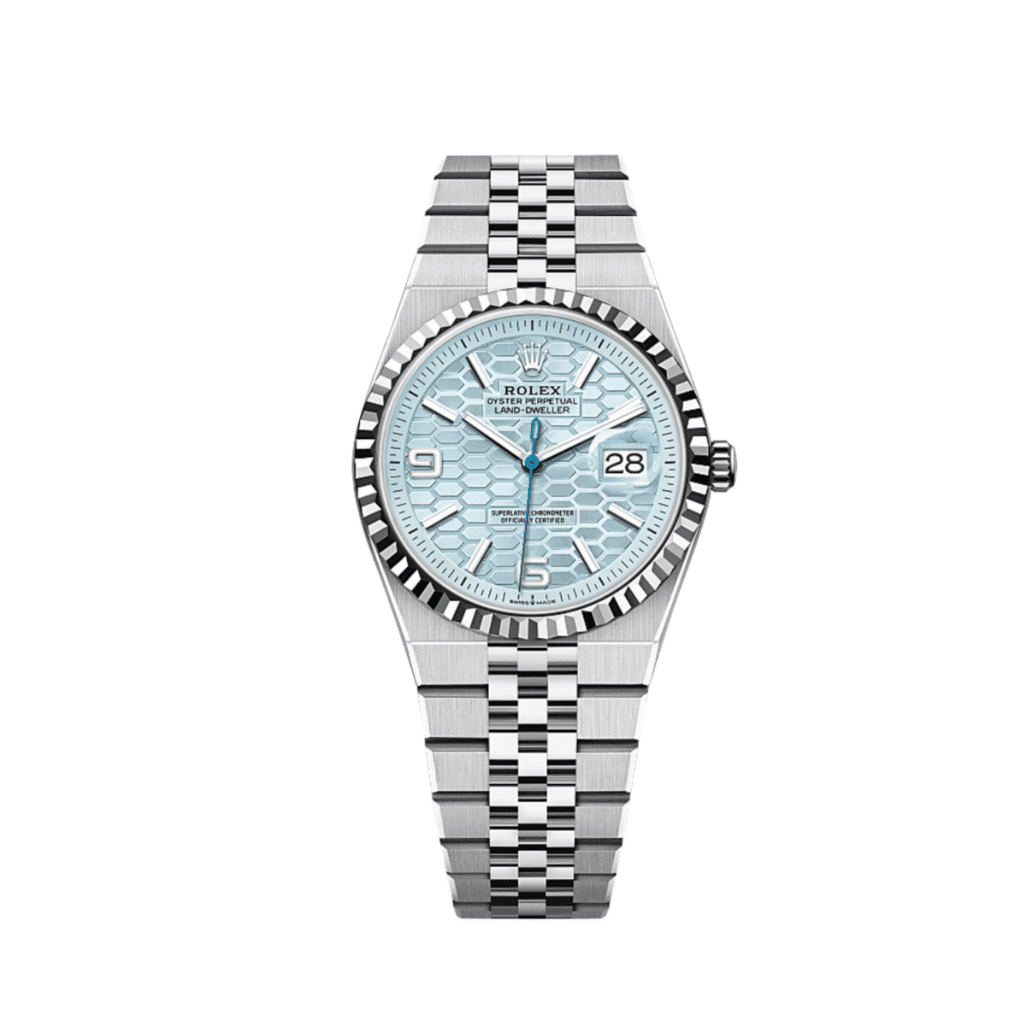 Rolex Land-Dweller 127236 Platinum Ice Blue Dial