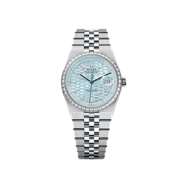 Rolex Land-Dweller 127286TBR Platinum Ice Blue Dial Diamond Bezel
