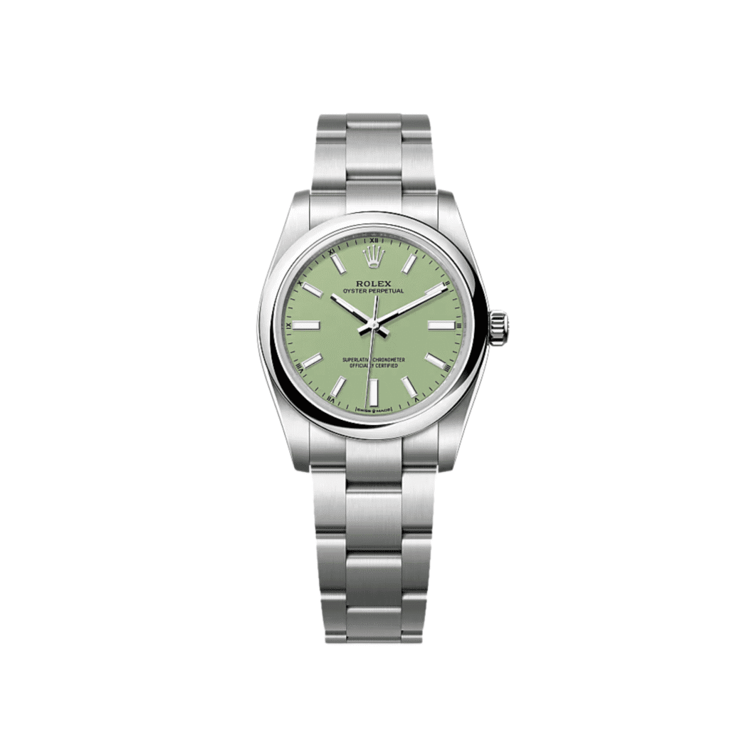 Rolex Oyster Perpetual 34 124200 Stainless Steel Pistachio Dial