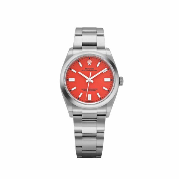 Rolex Oyster Perpetual 36 126000 Stainless Steel Coral Red Dial