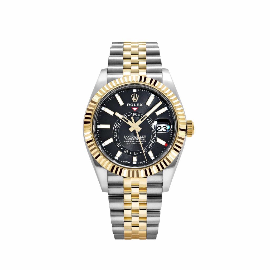 Rolex Sky-Dweller 326933 Stainless Steel Yellow Gold Black Dial Jubilee