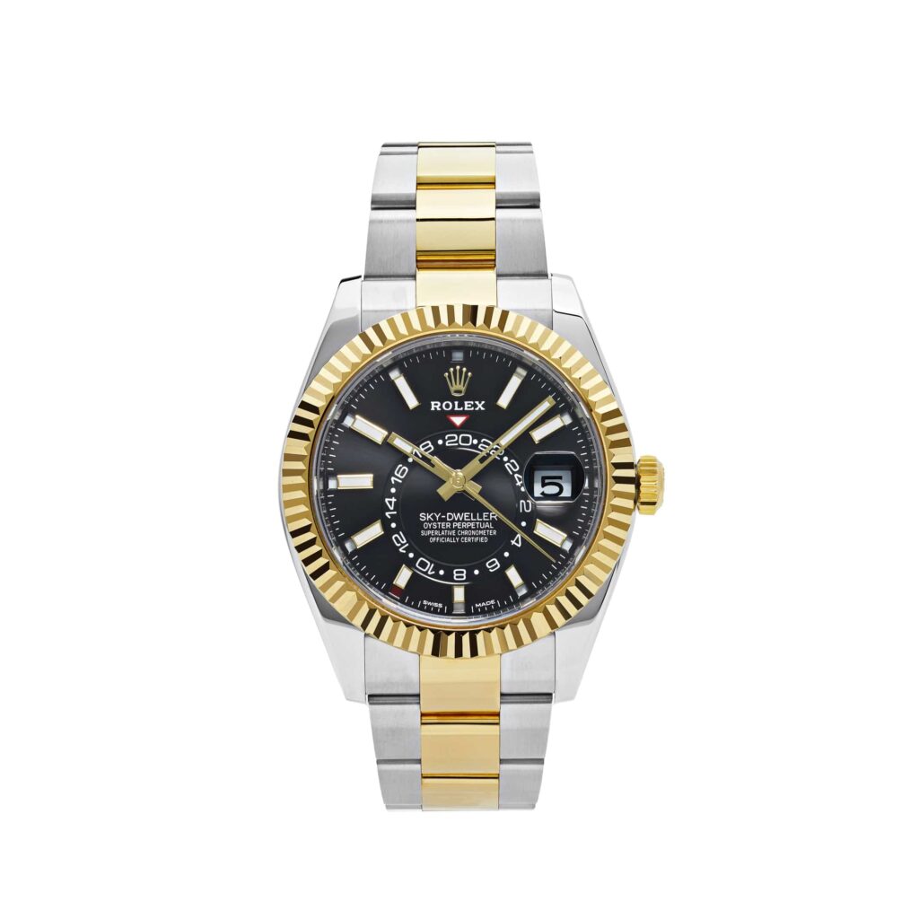 Rolex Sky-Dweller 326933 Stainless Steel Yellow Gold Black Dial
