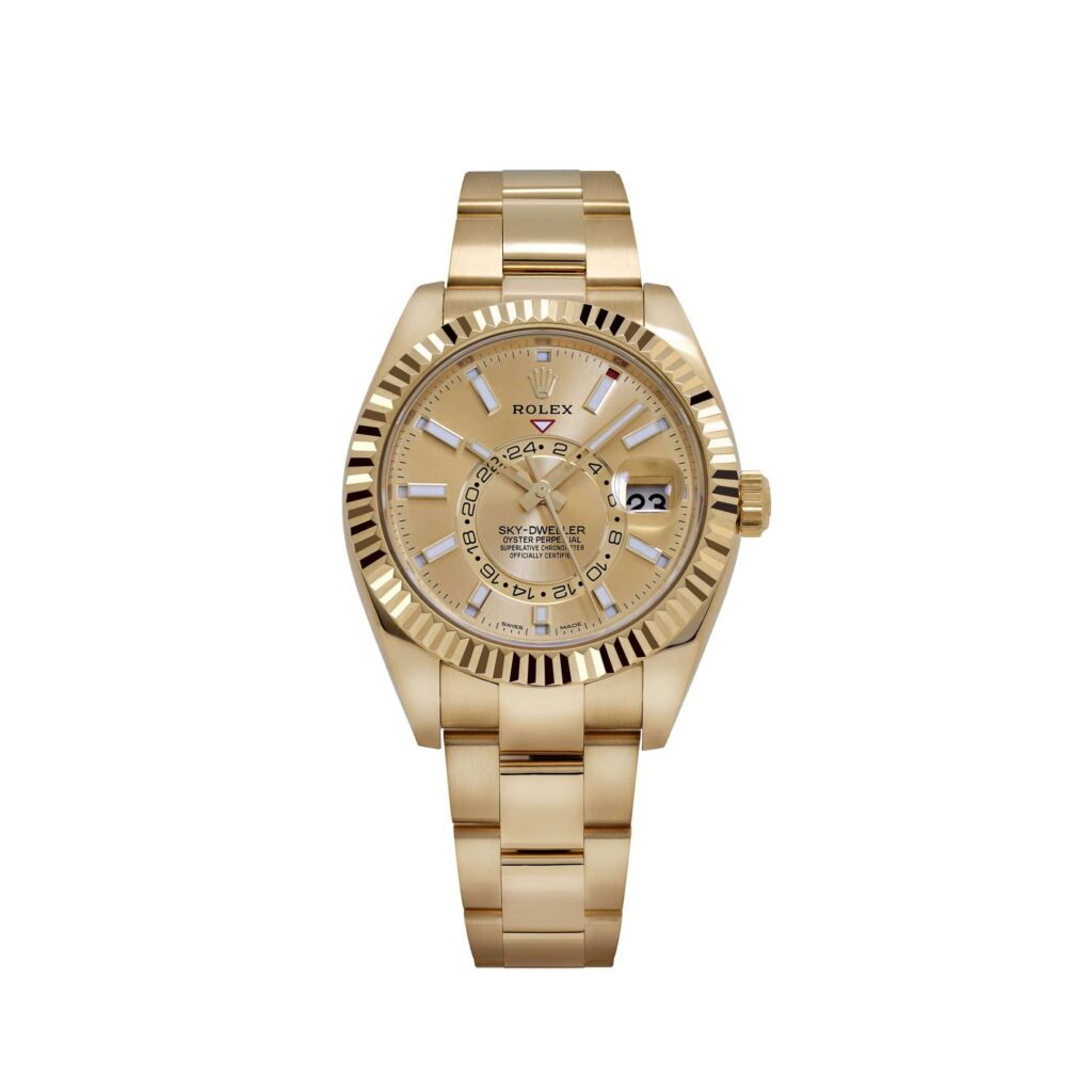 Rolex Sky-Dweller 326938 Yellow Gold Champagne Dial Oyster