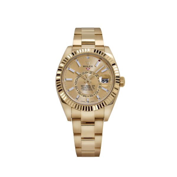 Rolex Sky-Dweller 326938 Yellow Gold Champagne Dial Oyster