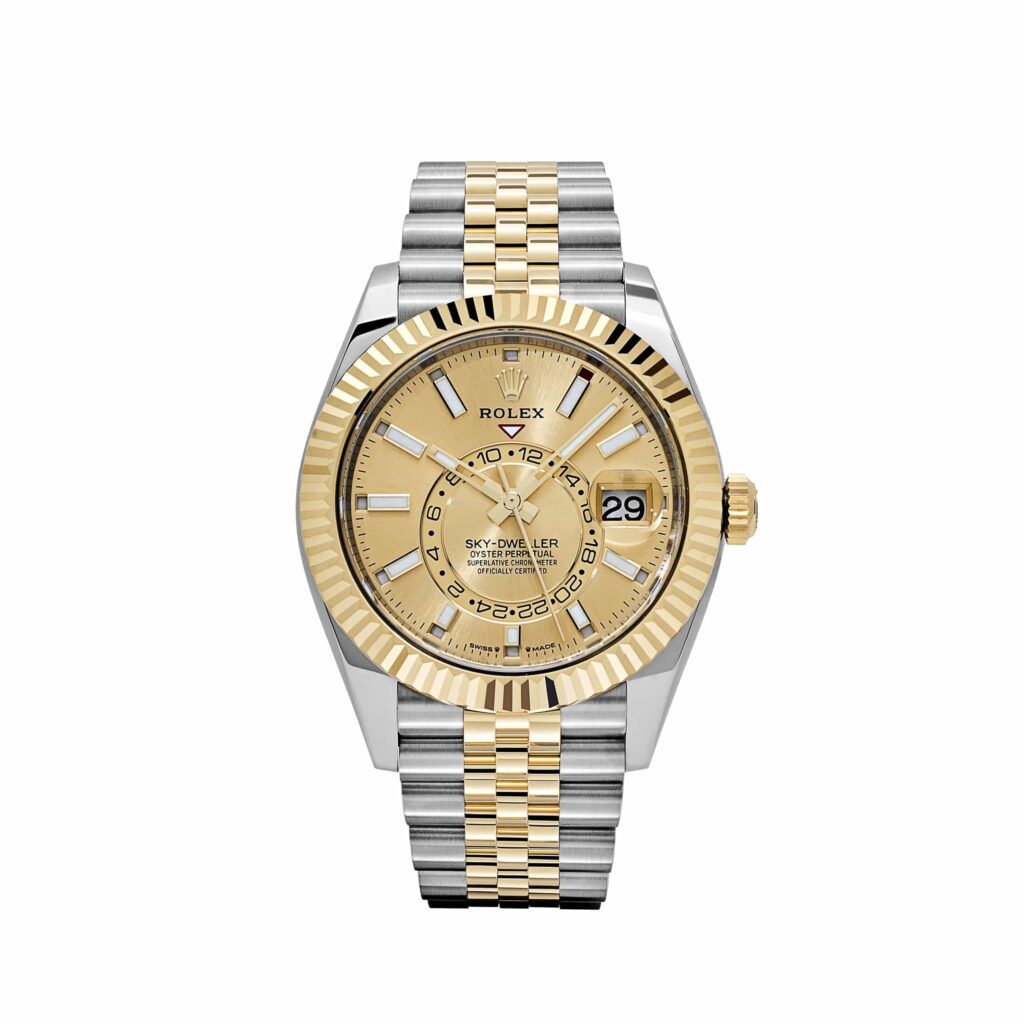 Rolex Sky-Dweller 336933 Stainless Steel Yellow Gold Jubilee Champagne Dial