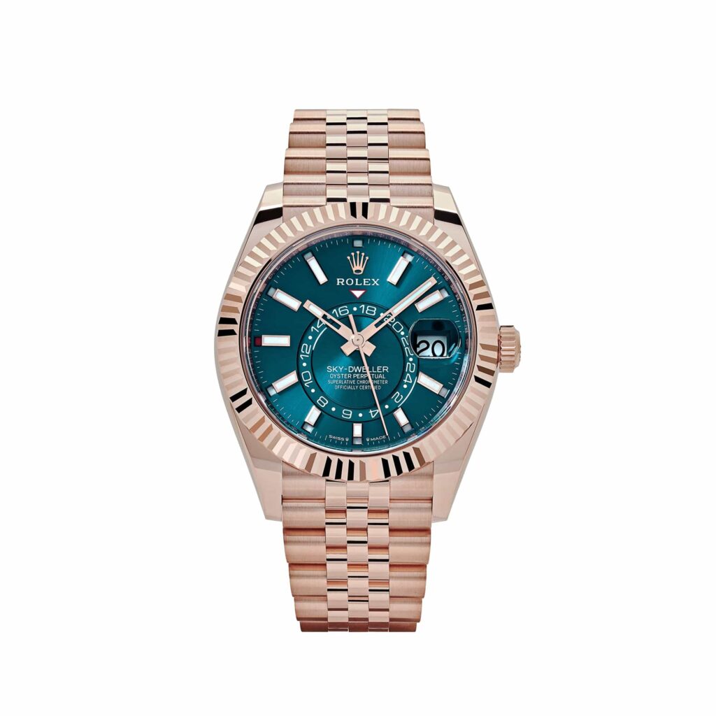 Rolex Sky-Dweller 336935 Rose Gold Blue-Green Dial Jubilee