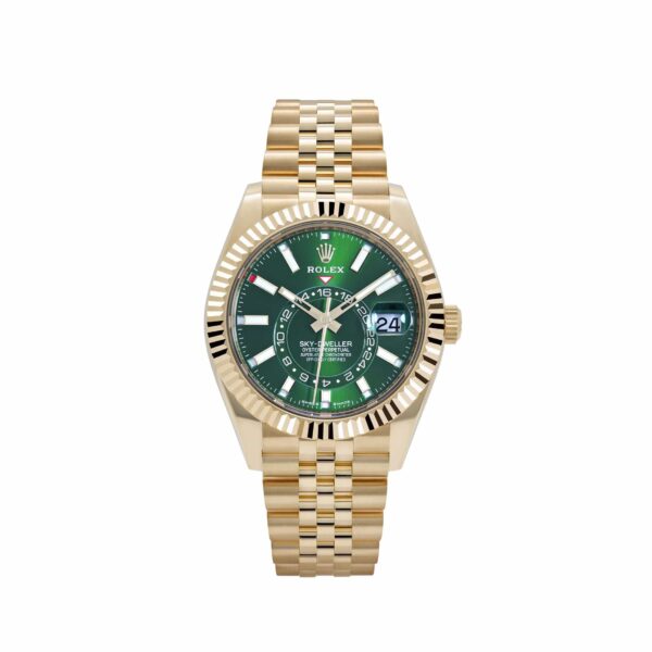 Rolex Sky-Dweller 336938 Yellow Gold Bright Green Dial Jubilee