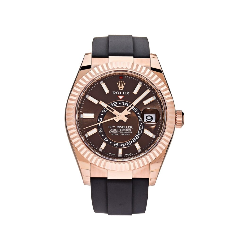 Rolex Sky-Dweller 326235 Rose Gold Brown Chocolate Dial Oysterflex