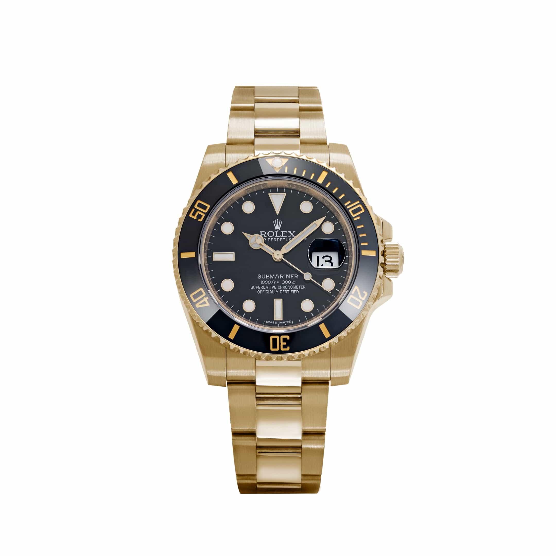 Rolex Submariner Date 116618LN Yellow Gold Black Dial