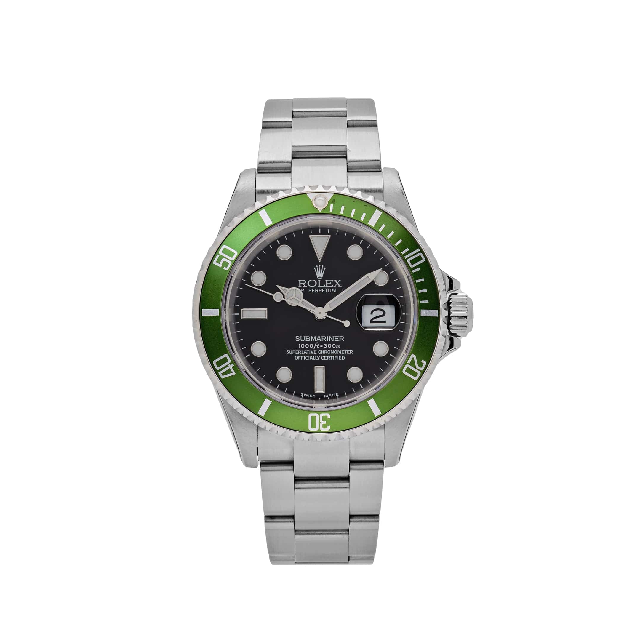 Rolex Submariner Date 16610LV 'Kermit' Bezel Flat 4 Stainless Steel Black Dial Oyster