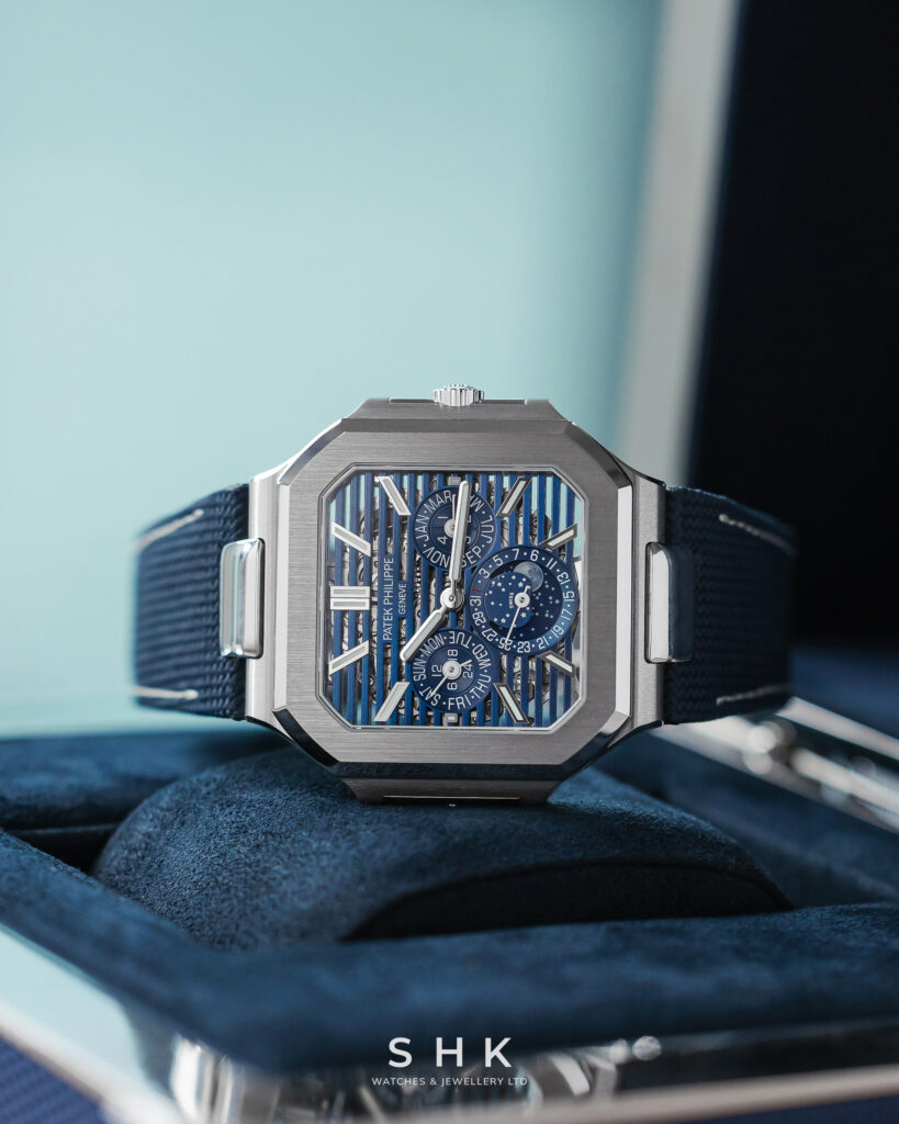 Patek Philippe Cubitus 5840P-001 Perpetual Calendar Moon Phases Platinum Blue Openworked Dial (2026)