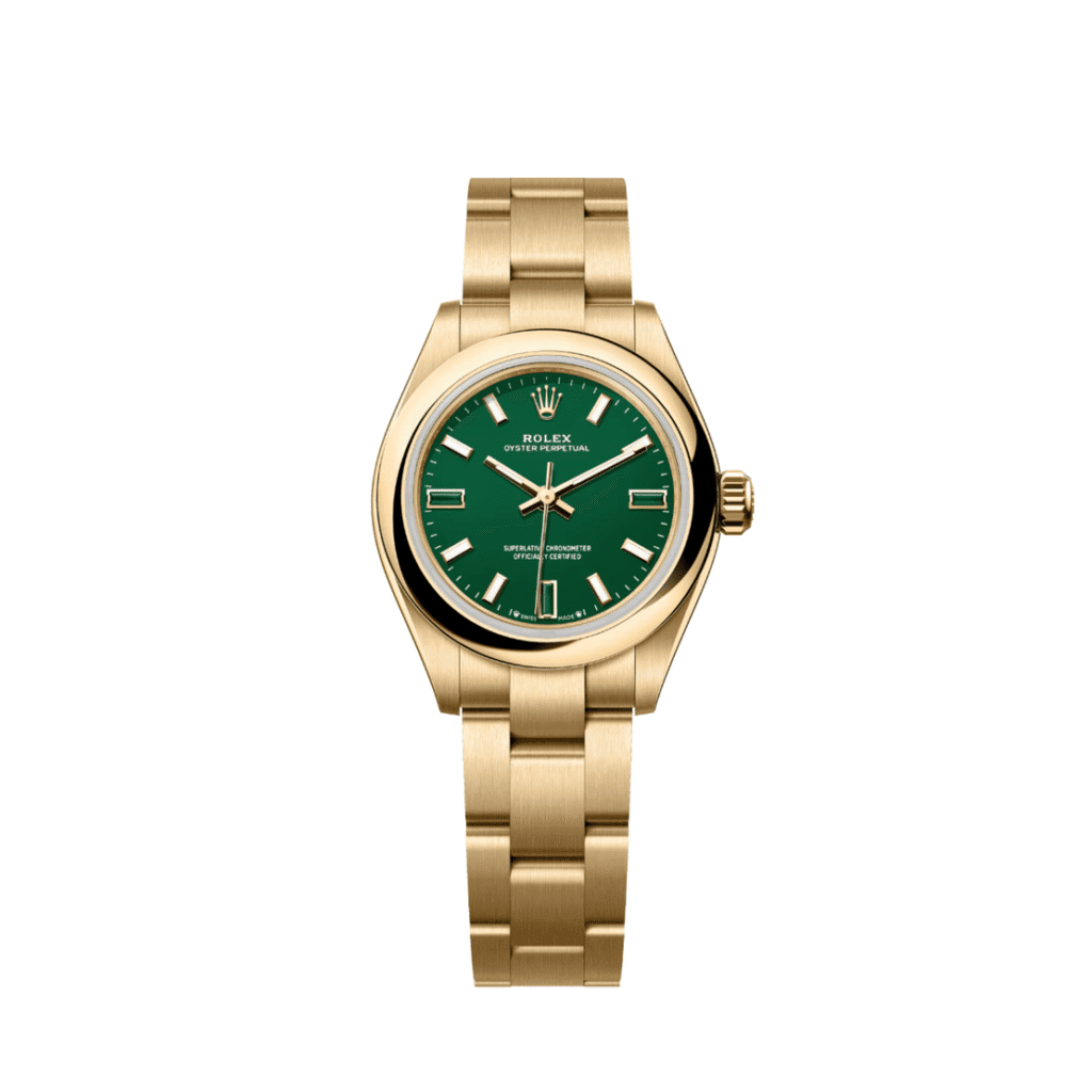 Rolex Oyster Perpetual 28 276208 ‘Ladies’ Yellow Gold Green Stone Dial (2026)