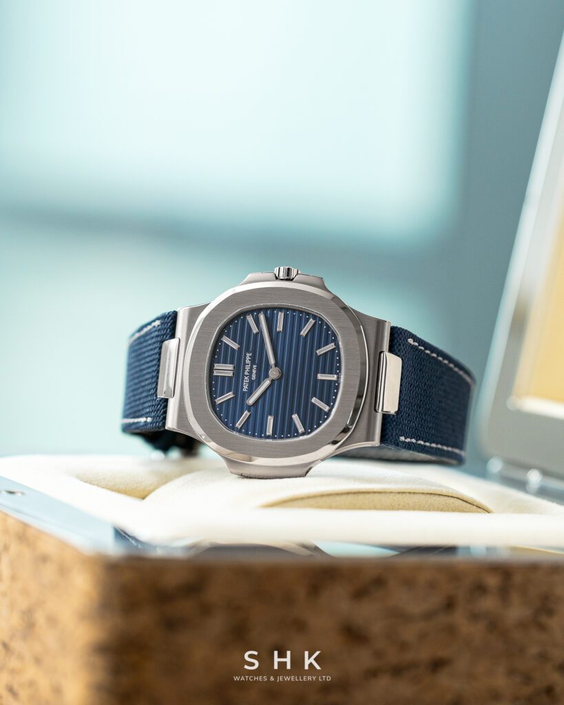 Patek Philippe Nautilus 5810G-001 50th Anniversary White Gold Blue Diamond Dial