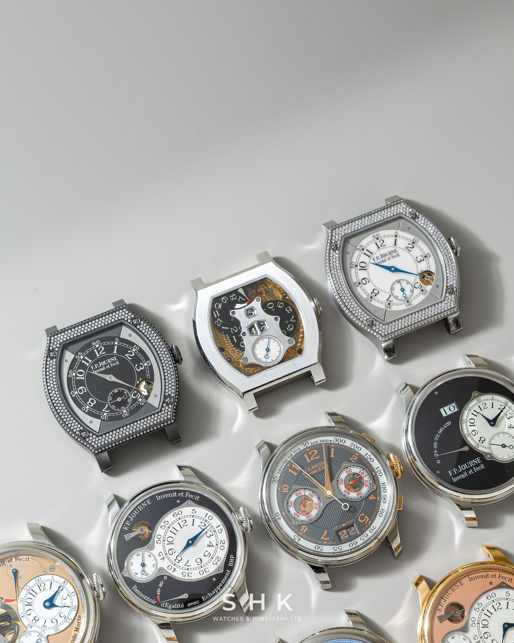 F.P. Journe Vagabondage II and diamond-set Élégante tortue-case watches at SHK Watches Hong Kong